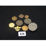 A Small Bag Of Silver Coin Brooches Etc