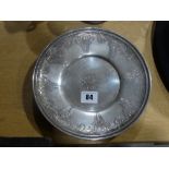 A Circular Sterling Silver Dished Plate With Centre Monogram, Marked JS Company Sterling Persian,