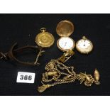 A Bag Of Scrap Pocket Watches & Chains, Including 18ct