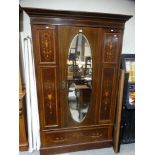 An Edwardian Mahogany & Inlaid Single Door Wardrobe & Matching Dressing Chest