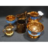 A Mixed Quantity Of Copper Lustre Pottery