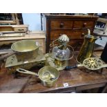 A Quantity Of Mixed Antique Brassware