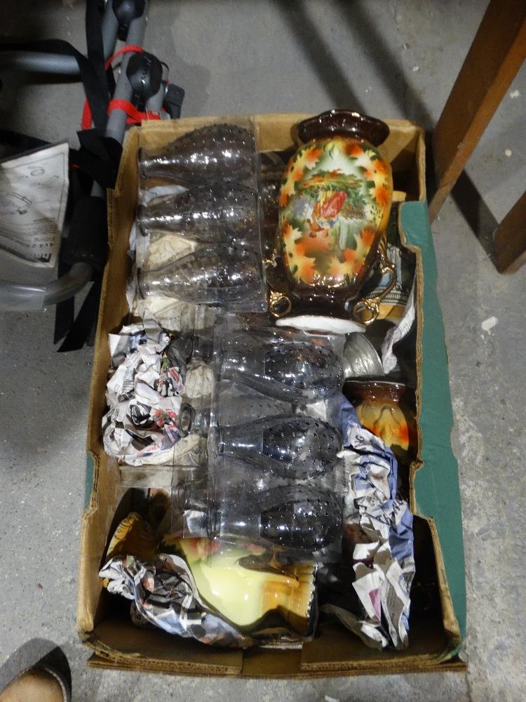 A Box Of Mixed Pottery & Glassware