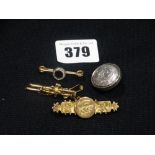 Three Gold & Other Bar Brooches, Together With A Silver Target Brooch