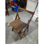 Four Wooden Folding Patio Chairs