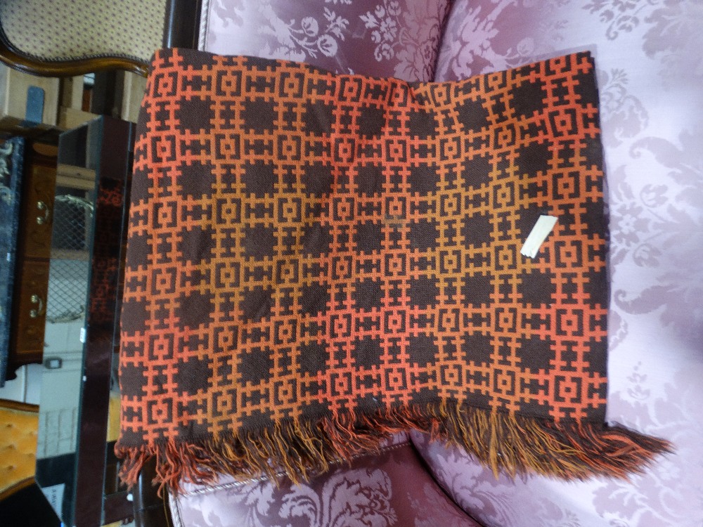 An Orange Ground Welsh Woolen Blanket