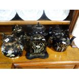 A Quantity Of Victorian Black Lustre Pottery