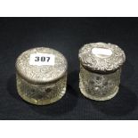 Two Silver Topped Glass Dressing Table Jars