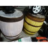 Two Painted Oak Cognac Barrels