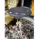 A Circular Slate Topped & Cast Iron Tripod Based Bar Table