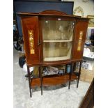 An Arts & Crafts Style Mahogany & Satinwood Crossbanded Display Cabinet With Mother Of Pearl &