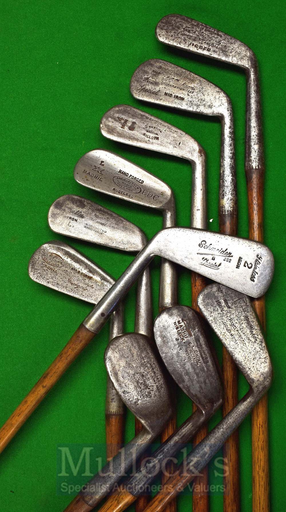 10x Assorted Irons to include a Stag brand mid iron, an Anderson mashie niblick, a Forgan 4 iron, - Image 2 of 2