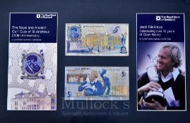 2x Open Golf Championship Bank of Scotland £5 commemorative bank notes - The Royal and Ancient