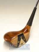 Unusual Large Head Stained Persimmon Deep Faced Driver with black and white triangle face insert,