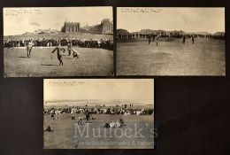 3x early St Andrews Golf Tournament postcards c. 1903 – one featuring the final of the Amateur