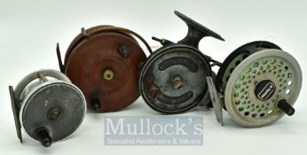 Selection of reels, To include Rimfly II with line, Allcock Stanley, Wood & Brass reel, Alloy with