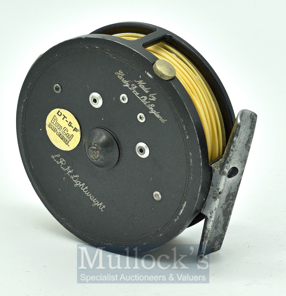 Hardy L.R.H 3 1/8” alloy trout fly reel - smooth alloy foot, perforated face c/w line - Image 2 of 2
