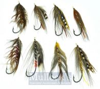 18x unused gut eyed salmon flies all in individual wrappers – some fully dressed – sizes incl 2x 2.