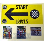 2014 Women’s Tour De France (La Course) Start Sign – Official sign in Black & Yellow with 3 candid