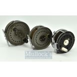 Collection of various fly reels (3) – 2x J.W Young & Sons to incl 3.5” Beaudex (G) and 4” Landex (
