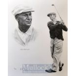 Ben Hogan collage ltd ed drawing signed by the artist – no. 2/850 image 15x 12” mf&g overall 21 x