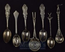 Hallmarked Silver Golf Club Spoons: Featuring golf figures, golf clubs together with preservative