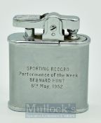 Ronson Presentation Lighter - Presented to Bernard Hunt and engraved to one panel “Sporting Record -