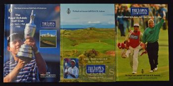 3x 1990’s Official Open Golf Championship programmes each signed by the winner - 1996 at Royal