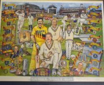 Signed ‘Classic Sporting Pictures’ Cricket Print signed to the border by G Gooch, I Botham, D