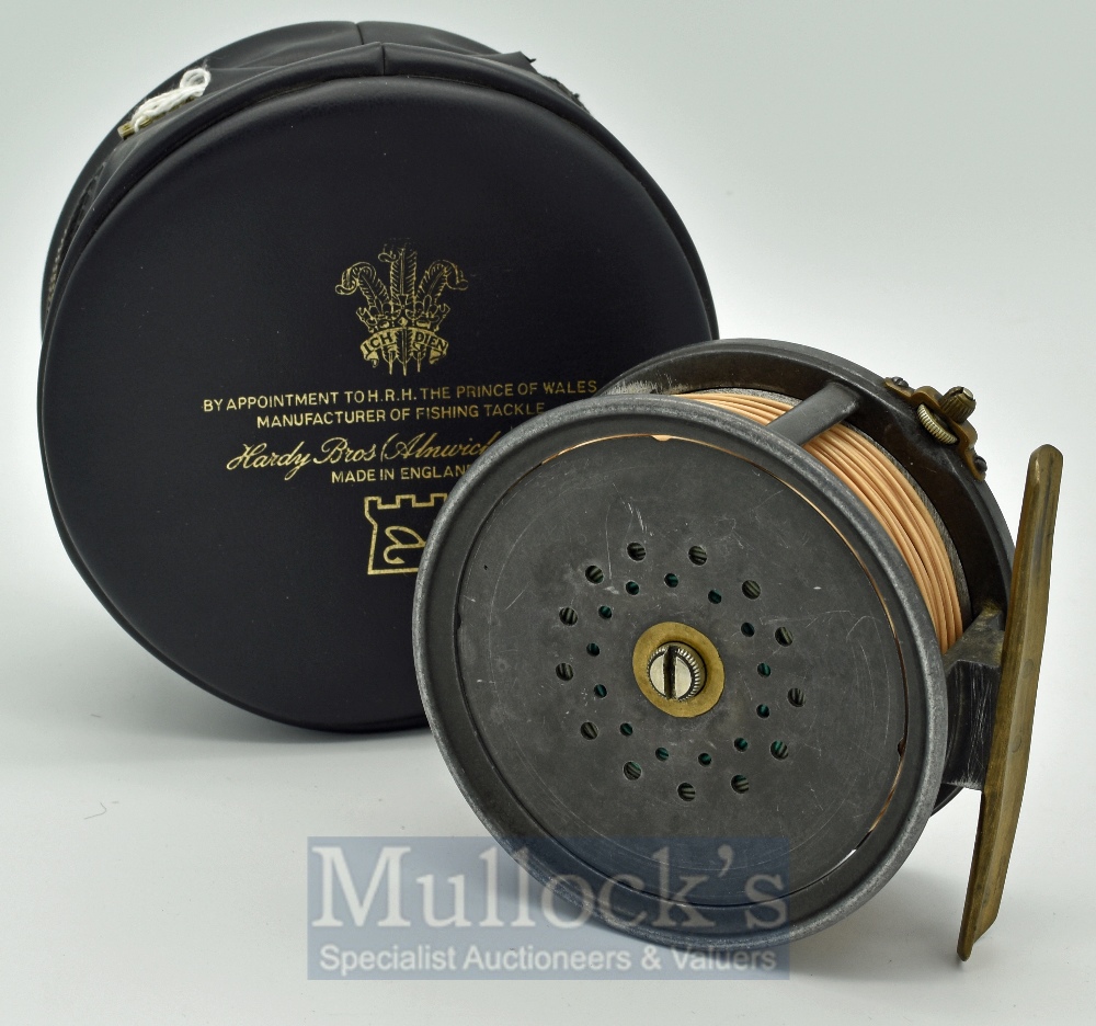 Fine Hardy Perfect 3.75” brass faced alloy salmon fly reel - with makers unbordered oval and - Image 2 of 2