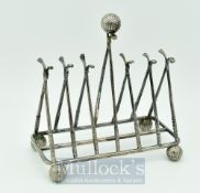 Silver plated Golf Club Toast Rack: 7 Crossed golf clubs with the centre one been higher with golf