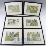 Crombie’s Laws of Cricket – full set of 12x colour prints – all mounted in matching frames (one