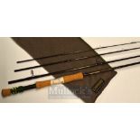 G Loomis Crosscurrent GLX, 9’ 4 piece graphite salmon fly rod, 7”cork handle with green reel seat