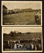 2x 1907 Arnaud Massey v J H Taylor golf match postcards - played at Seacroft Links on August 24,