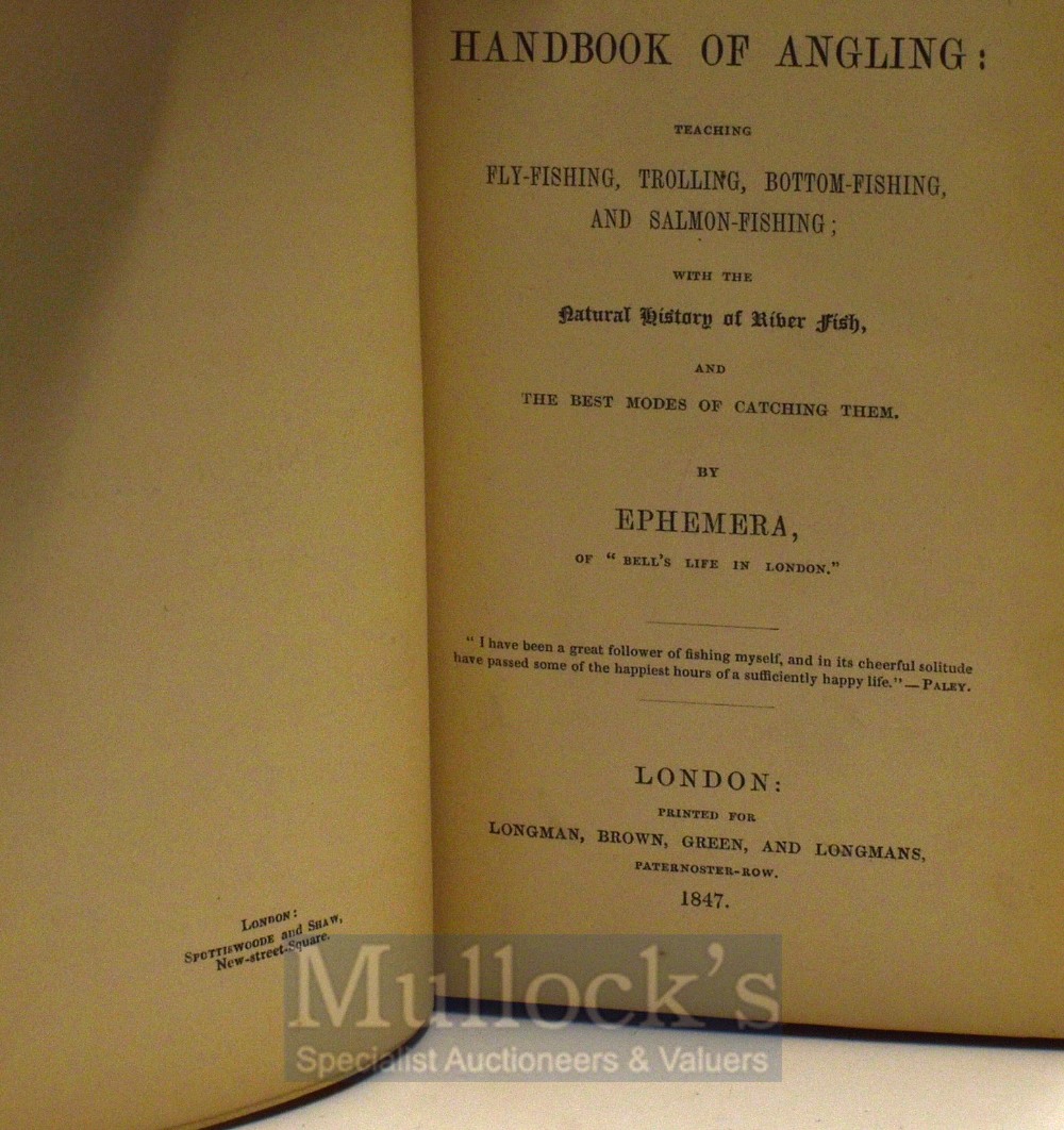 Fitzgibbon Edward – “A Handbook of Angling” Ephemera 1847, London: Longman, Brown, Green and - Image 2 of 2