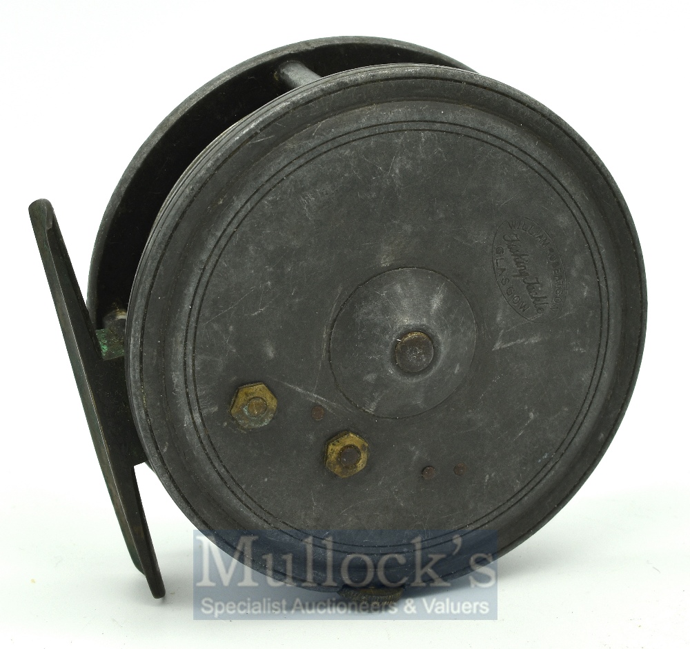 William Robertson Glasgow alloy fly reel - by Dingley, 3.25” dia, 3 screw centre latch, ivorine - Image 2 of 2