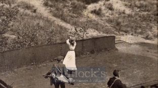 1914 Cecilia Leitch – original golfing photograph of Leitch playing at Birkdale – postcard size with