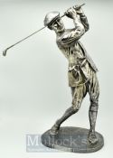Fine and large silver golfing figure of Harry Vardon six times Open Golf Champion – by sculptor