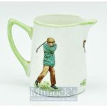 Scarce Triumvirate W & Sons Golf Series Ceramic Milk Jug: Vardon, Taylor, Braid illustrated to the