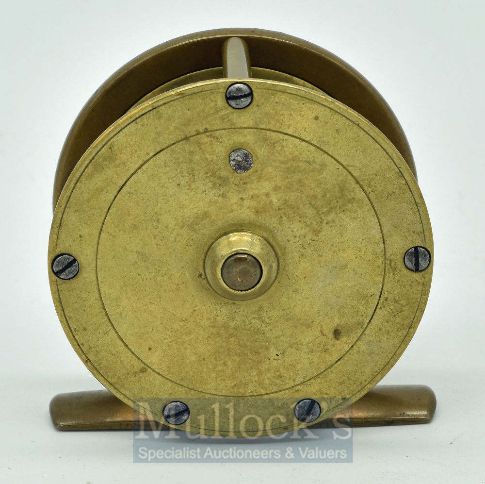 Hardy Birmingham 2 3/8” brass plate wind reel – with makers Rod in Hand and oval logos - original - Image 2 of 2