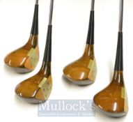 Set of 4x Matching Macgregor MT Tourney Woods No1,3,4 & 5 with aluminium inserts to the mid brown