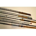 Selection of 4 Rods – Shimano Twin Power fly rod 9’6” 2 piece, Shakespeare Ouo Spin 2.40m, 2