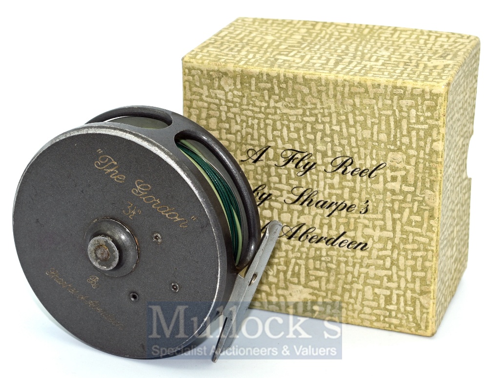 J.S Sharpe Ltd Aberdeen The Gordon 3.5” alloy fly reel – alloy foot, original celluloid handle – c/w - Image 2 of 2