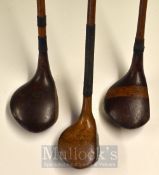 3x Arthur Day Woods to include 2x drivers one stripe topped and a scared neck brassie