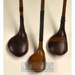 3x Arthur Day Woods to include 2x drivers one stripe topped and a scared neck brassie