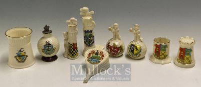 Selection of Crested Ware Golf Related: Featuring various towns St Andrews, Lewes, Littlestone on