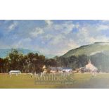 ‘Setting the Field’ by Roy Perry Cricket Print framed and glazed.