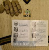 Derrick Robin’s XI Far East Tour - 1977 Cricket Pullover, signed programme & glove, Programme Signed