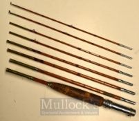 G.M Skinners (Canada) 7ft 7pc split cane travel fly rod c/w spare tip – with alloy screw locking