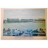 England v Australia Centenary Test, Lords’ Signed Print by Arthur Weaver, 1980 signed by artist